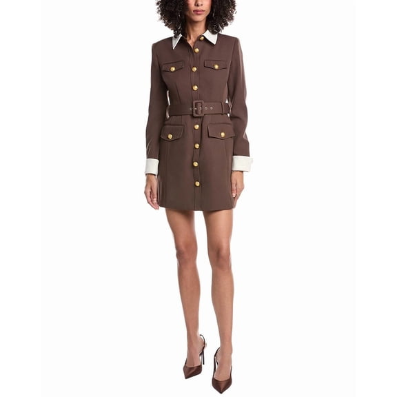 Toccin womens  Valerie Collared Shirtdress, 0, Brown