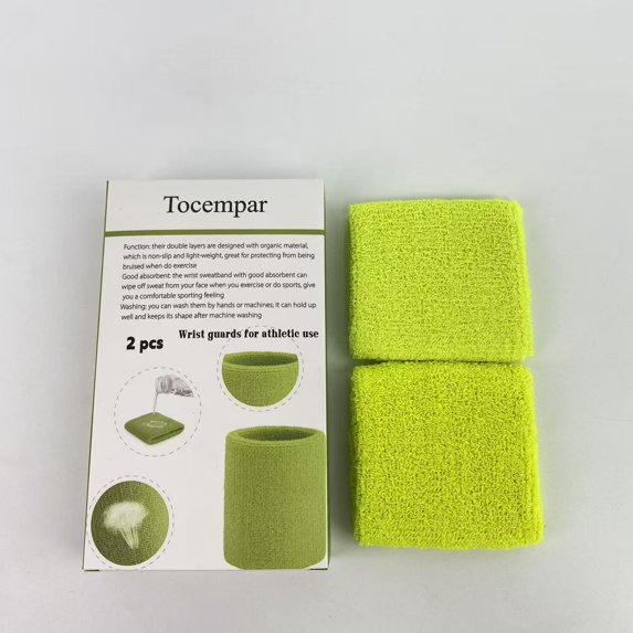 Tocempar Wrist guards for athletic use,Wrist Sweatbands Sports Wristbands for Competitions Absorbent Sweatbands for Basketball Tennis Football Running Working - 2pcs - 3.14 x 3.14 inches