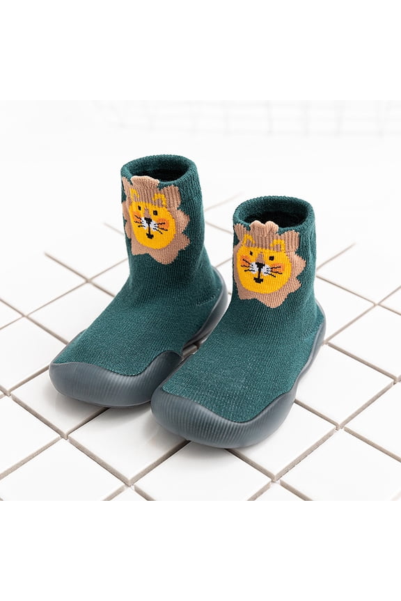 Tod-dler Girl Boy Sock Booties, Soft and Warm with Grippers, Ideal for Cold Floors at Home, Sizes 18-27 Green 19