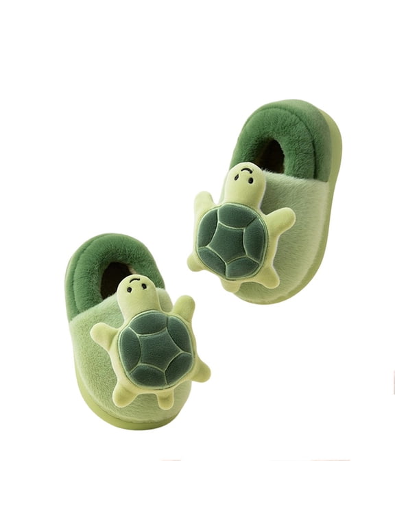 Tod_dlers Turtle Slippers Winter Animal Shoes Soft Plush Slipper for Boys Girls