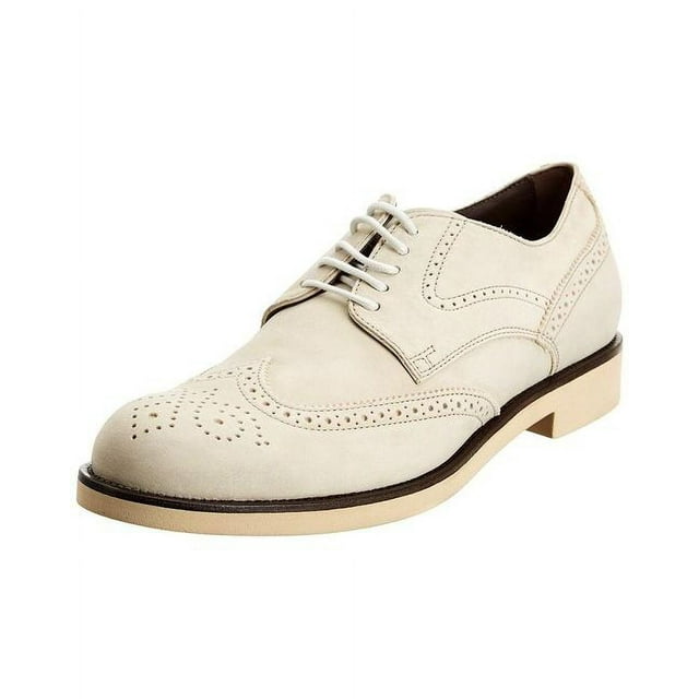 Tod's Men's Allacciato Natural Off White Suede Shoes Wingtip Lace Up Shoes (ARGILLA, 11.5 UK / 12.5 US)