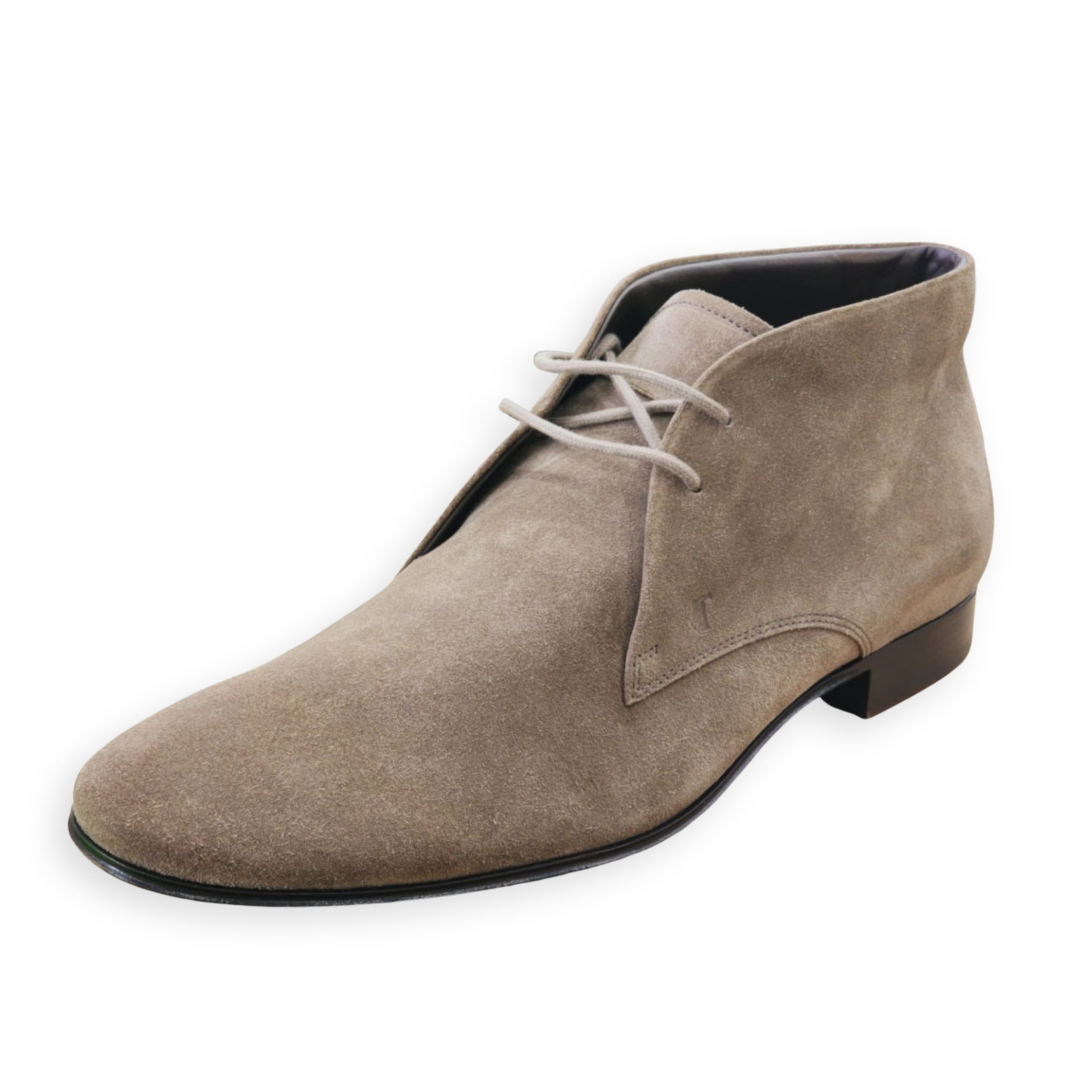 Los Altos Men's Round Toe Suede Leather Short Boots - Taupe