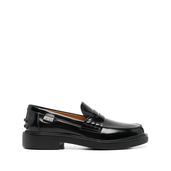 Tod's Polished Leather Moccasin With Classic Penny Strap Black (Women's)
