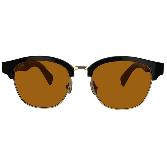 Tod's TO0332-01E Unisex Black/Gold-Tone Sunglasses Brown Lens