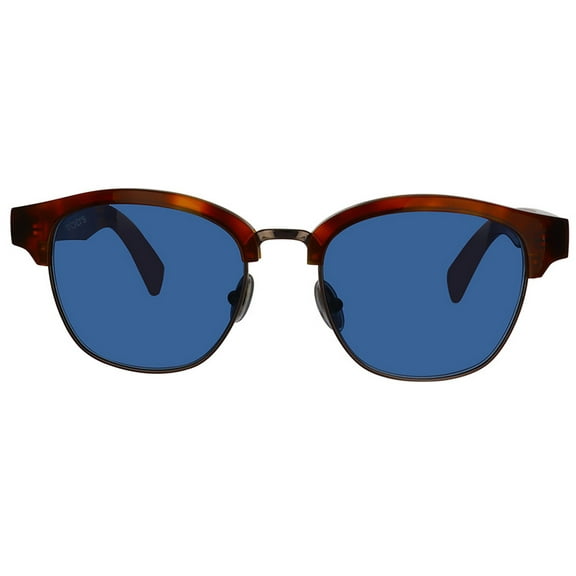 Tod's TO0332-53V Unisex Havana/Silver-Tone Sunglasses Blue Lens