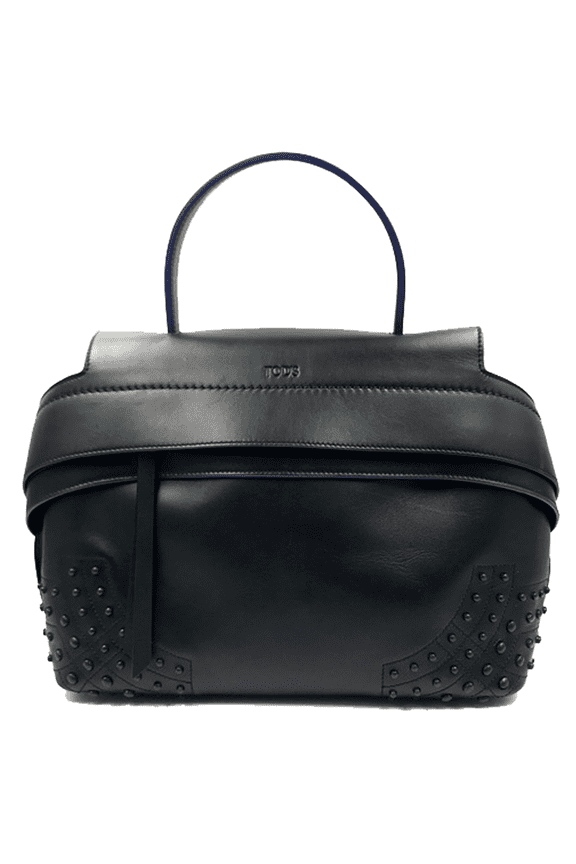 Wave Mini Gommini Black Leather Satchel Ladies Handbag XBWAMRWG201