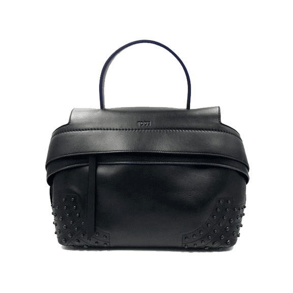 Tod's Wave Mini Gommini Black Leather Satchel Ladies Handbag XBWAMRWG201