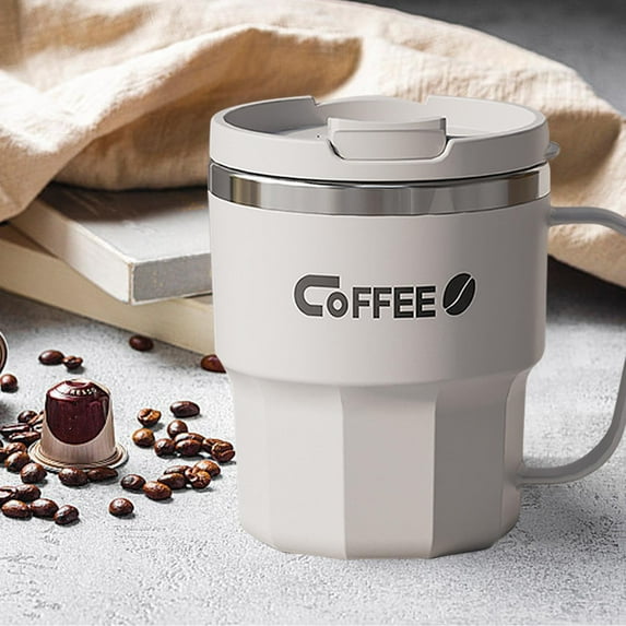 Todaioua 13 oz Coffee Mug, Insulated Camping Mug with Spoon and Lid, Double Wall Stainless Steel Travel Camping Tumbler Trave Mugs, for Men & Women