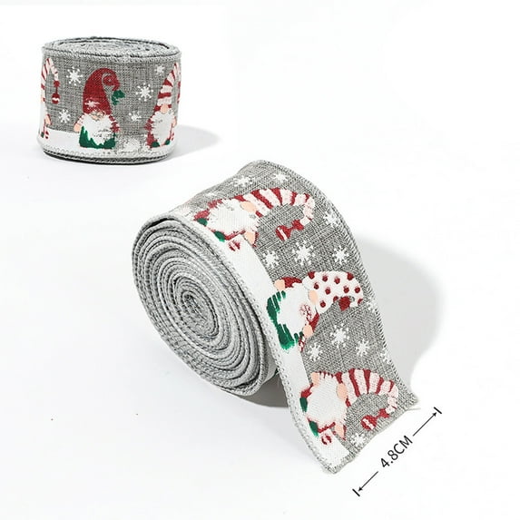 Todaioua 2.2 Yard 2 Inch Christmas Snowflake Ribbon Christmas Wired Ribbons for Wreath Fabric Decorative Ribbons Gift Wrapping Ribbon for Christmas Tree Party Decoration(Santa Claus Pattern)