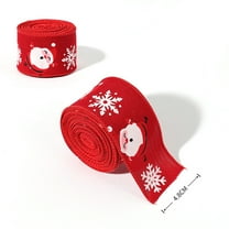 Todaioua 2.2 Yard 2 Inch Christmas Snowflake Ribbon Christmas Wired Ribbons for Wreath Fabric Decorative Ribbons Gift Wrapping Ribbon for Christmas Tree Party Decoration(Santa Claus Pattern)