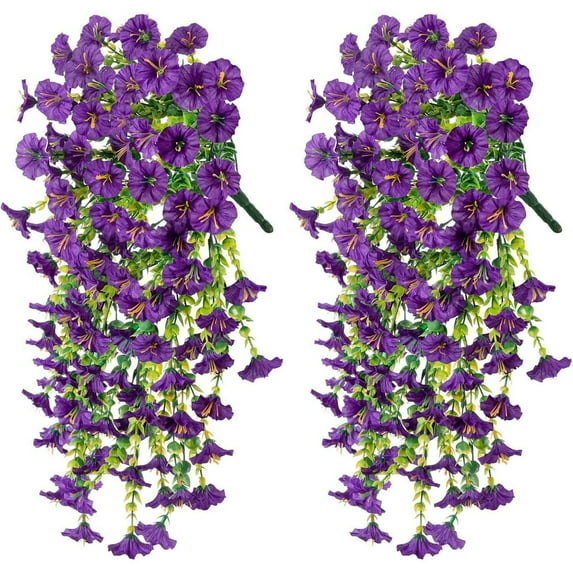 Todaioua 2 PCS Artificial Morning Glory Flowers for Autumn Outdoor Hanging Decoration, Wall Wisteria Hanging Basket Plants for Wedding Corridor Yard Gardens Porches Patios Balconies Aisle Decor