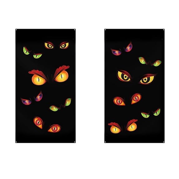 Todaioua 2 Pcs Halloween Eyes for Windows, Curtain Panels Black Window Treatment Scary Eye Halloween Window Posters Silhouette for Bedroom Living Room, 35 x 59 Inches