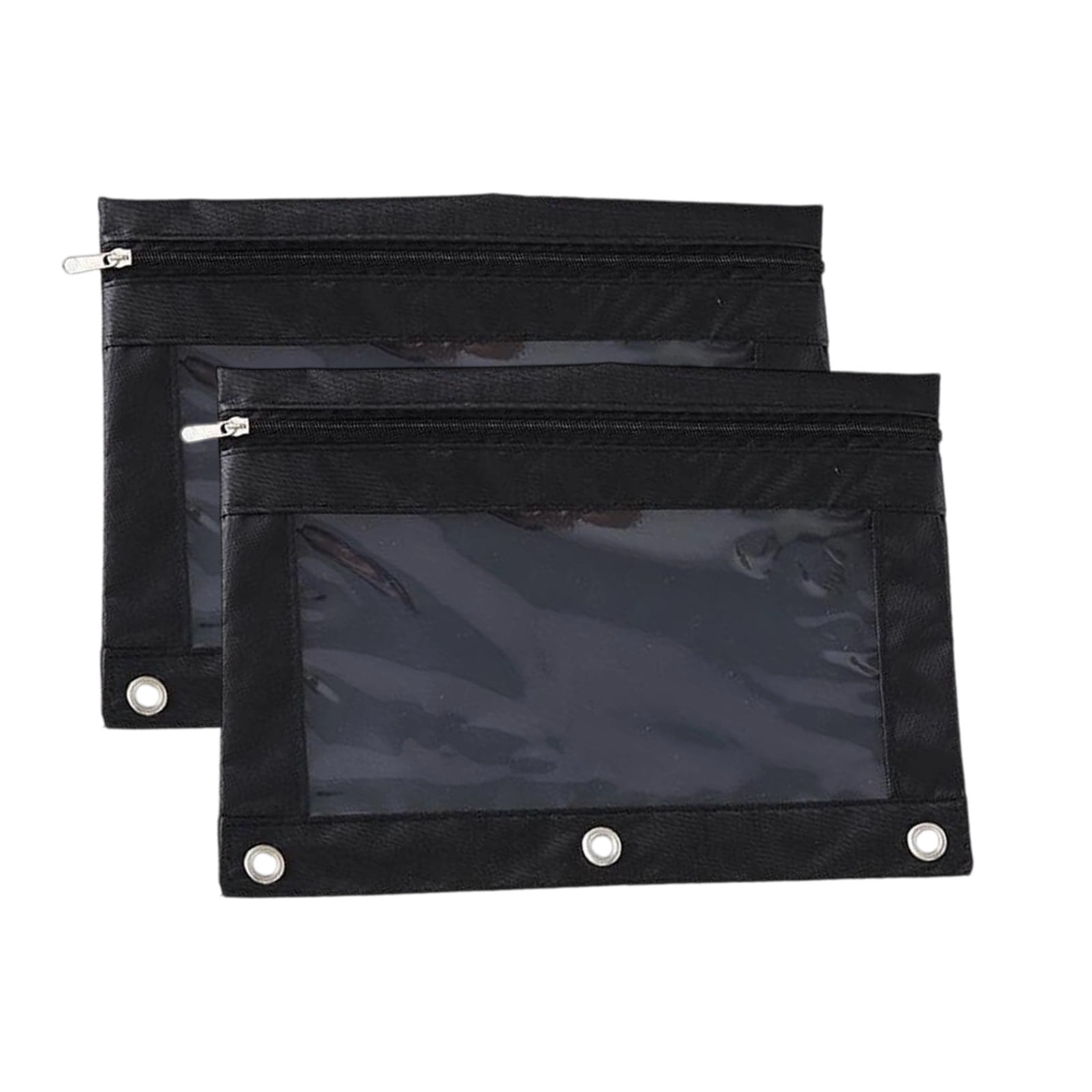 Clear Pencil Pouch For 3 Ring Binder - Set Of 2, Dirt Bike Design, PVC Window, For School & Office