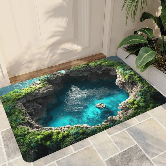 Todaioua 3D Optical Illusion Rug Non Slip 3D Carpet Bottomless Hole Optical Illusion Area Rug Floor Mat for Use for Pet Mat Play Living Room Bedroom Porch Entrance Decor