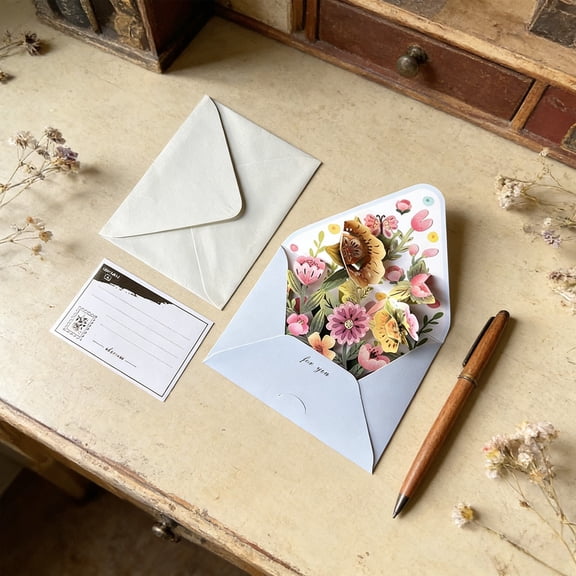 Todaioua 3D Pop Up Flower Greeting Card with Envelope Interactive Congratulations Card for Mother's Day Graduation Anniversary Birthday Get Well Soon Thank You Card Handmade Paper Art Gift