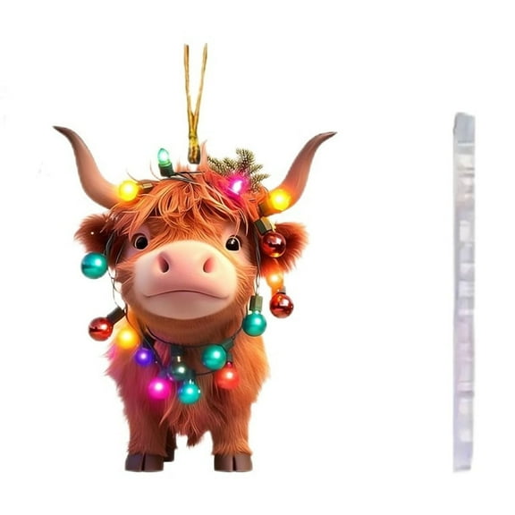 Todaioua Animals Christmas Tree Ornaments, Christmas Decorations Indoor, Xmas Decor Christmas Pendant Keepsake for Adults/Kids, Highland Cow/Black Cat Acrylic Ornaments Gift for Animal Lovers