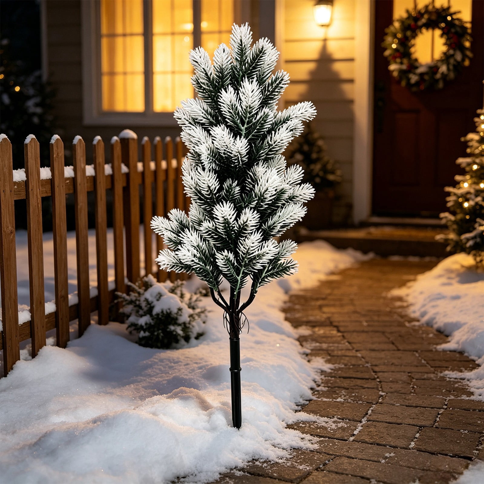 Todaioua Artificial Christmas Tree with Red Berries & Snow-Flocked ...