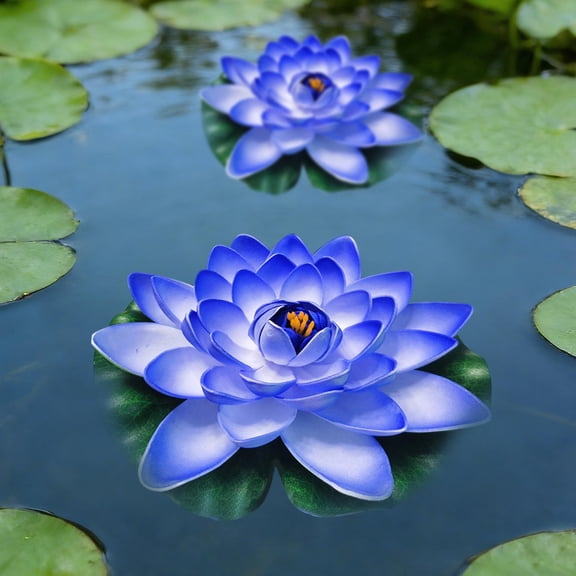 Todaioua Artificial Floating Foam Lotus Flowers with Artificial Frog Lotus Leaves, Lily Pads for Lake, Pond Plants Ornaments for Pool Water Decoration, Colorful
