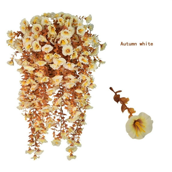 Todaioua Artificial Hanging Fall Flowers Petunia for Outdoors Fall Decorations, UV Resistant Hanging Plants Faux Silk Petunia Flowers for Autumn Decor Outside Gardens Porch Home Indoor (Autumn White)