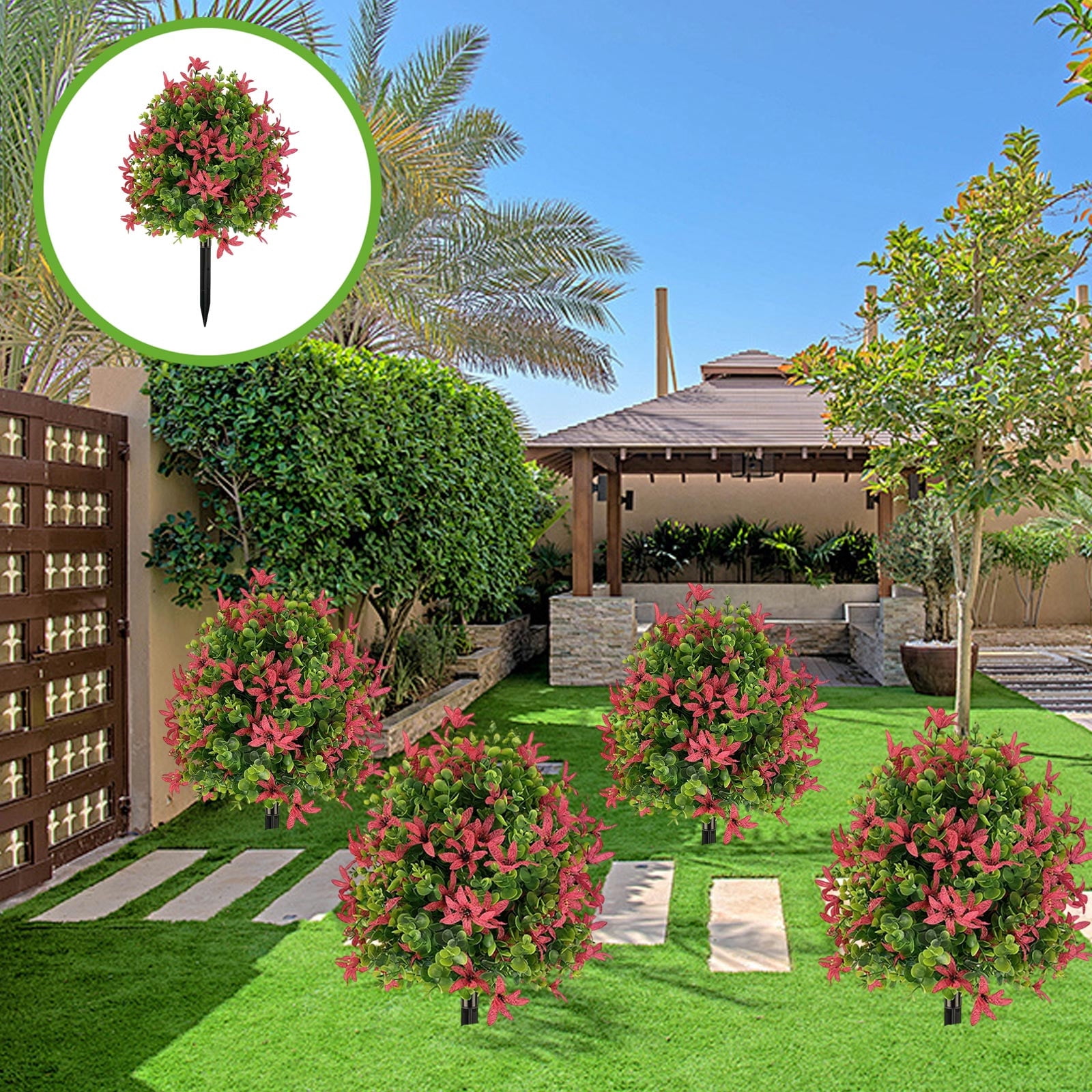 Todaioua Artificial Oncidium Topiary Ball Trees with Ground Spikes UV ...