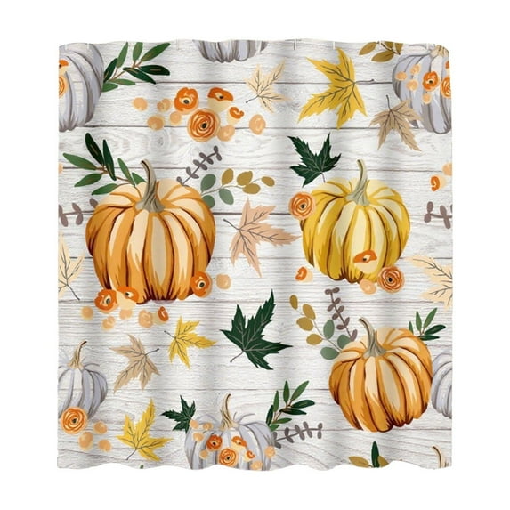 Todaioua Autumn Shower Curtain Watercolor Pumpkins Floral Sunflowers Bathroom Decor Fall Harvest Farmhouse Rustic Polyester Fabric Waterproof Bathr Curtain Set with 12 Hooks 71x71 inch