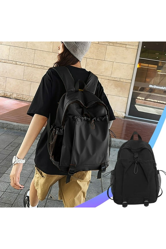 Backpack, Water-resistant Everyday Bag with Adjustable Straps, Unisex Backpack for Travel, College, Multi-Compartments with Secure Zippers, Black, 12" W x 16.5" H
