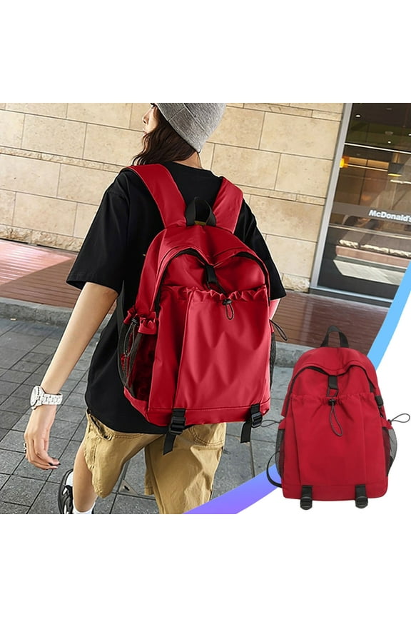 Backpack, Water-resistant Everyday Bag with Adjustable Straps, Unisex Backpack for Travel, College, Multi-Compartments with Secure Zippers,Red, 12" W x 16.5" H