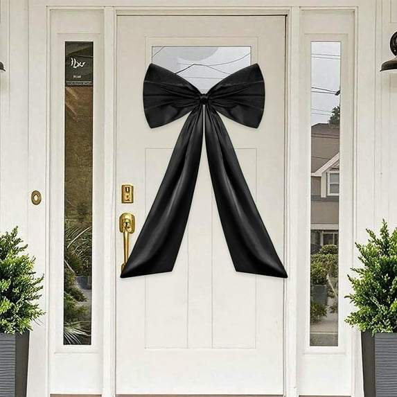 Todaioua Big Black Bow Wall Decor, Large Bow for Cecoration, Themed Party Decorations, Giant Ribbon Decor for Girls Room, Bridal, Christmas Tree Decoration (Black, 24 x 11 Inches)