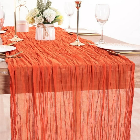 Todaioua Cheesecloth Table Runner 5.9ft Rustic Gauze Orange Cheese Cloth Table Runner 35x71 Inches for Wedding Party Bridal Shower Anniversary Events Decor