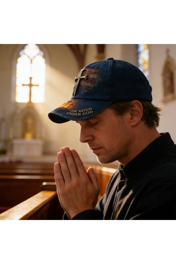 Christian Digital Print Baseball Cap - Redeemed Cross Nails Design for Men Women, Vintage Adjustable Cotton Embroidered Front & Back Hats