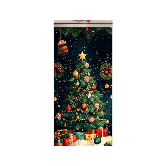 Todaioua Christmas Front Door Cover Xmas Tree Door Cover Banner Merry Christmas Door Hanging Backdrop Decorations for Home Indoor Outdoor Winter Holiday Party Decor, 82 x 35 Inch