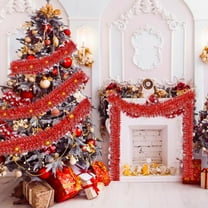 Todaioua Christmas Tree Royal Red Tinsel Garland Metallic Streamers Celebrate a Holiday Hanukkah Party Happy New Year Party Ceiling Hanging Decorations Indoor and Outdoor Disco Party Supplies