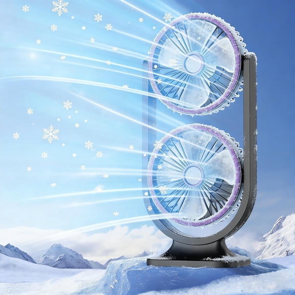 Todaioua Double Head Desktop Fan, Portable Two-way Fan with 3 Speed Settings, High Wind Power USB Personal Fan for Home Office Bedroom Travel, Quiet Cooling Fan for Desk Table Use