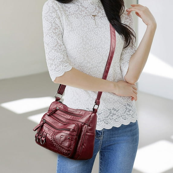 Todaioua Fashion Crossbody Bag For Women Shoulder Bag Soft PU Leather Handbags Purses Multi Pocket Hobo Tote Bag