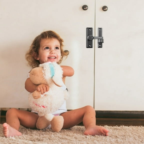 Todaioua Flip Latch Lock 90/180 Degree Left/Right-Opening Sliding/Swinging Door Lock Bolt for Home Security Gate Barn Garage Garden Fence Shed Window French Door (Gray+Luminous)