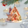 thumbnail image 1 of Todaioua Gingerbread House Ornament, 2D Acrylic Flat Gingerbread Christmas Tree Decoration, Candy Pink House Hanging Ornament, 1 of 6