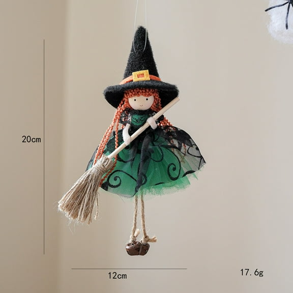 Todaioua Hangable Witch Doll Ornament | Halloween Small Witch Figurine with Gauze Skirt,Sorceress Doll with Broom,Halloween Hanging Decoration,for Haunted House Room Door and Window Decoration