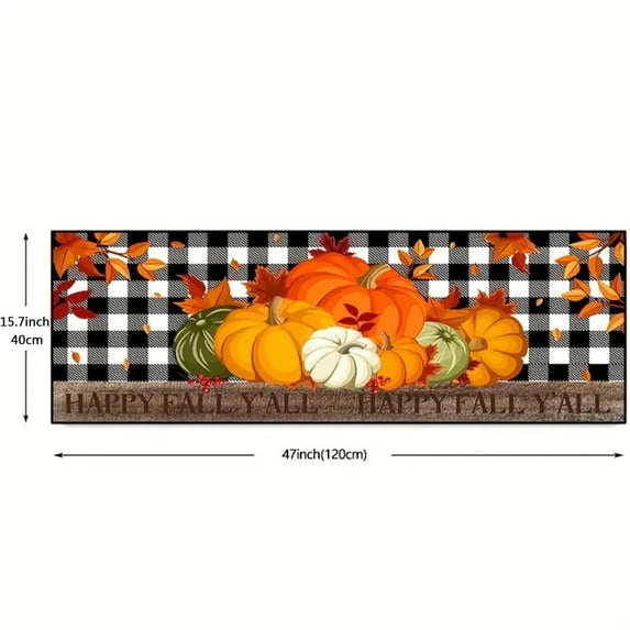 Todaioua Happy Fall Y'all Door Mat, Thanksgiving Door Mat, Floor Mats 16x47Inch Welcome Mat, Fall Doormat for Porch Decor, Maple Leaves Front Door Mat, Pumpkin Door Mats Indoor, Entryway Rugs Indoor