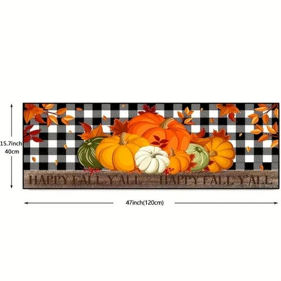 Todaioua Happy Fall Y'all Door Mat, Thanksgiving Door Mat, Floor Mats 16x47Inch Welcome Mat, Fall Doormat for Porch Decor, Maple Leaves Front Door Mat, Pumpkin Door Mats Indoor, Entryway Rugs Indoor