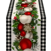 Todaioua Linen Black and White Buffalo Check Christmas Table Runner 72 Inches Long Seasonal Winter Christmas Xmas Holiday Farmhouse Style Table Decoration