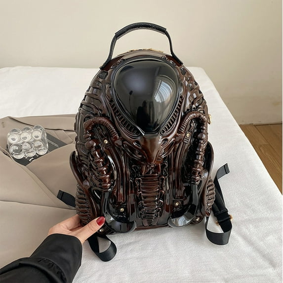 Todaioua Men 3D Xenomorph Shaped Backpack Y2K Punk Cool Predalien Handbag Women Unique Novelty Alien Purse