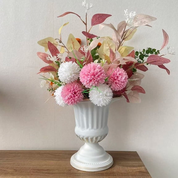 Todaioua Metal Vases for Fake Flowers Rustic White Flower Pot for Indoor Outdoor Elegant Floral Plant Holder for Garden Wedding Home Farmhouse Decor 9 Inch