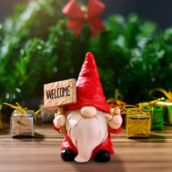 Todaioua Mini Gnome with Welcome Sign Outdoor Garden Statue 3.6 Inch, Christmas Ornaments - Naughty Funny Decoration for Christmas Present Home Desktop Car Car Resin Small Ornaments Crafts