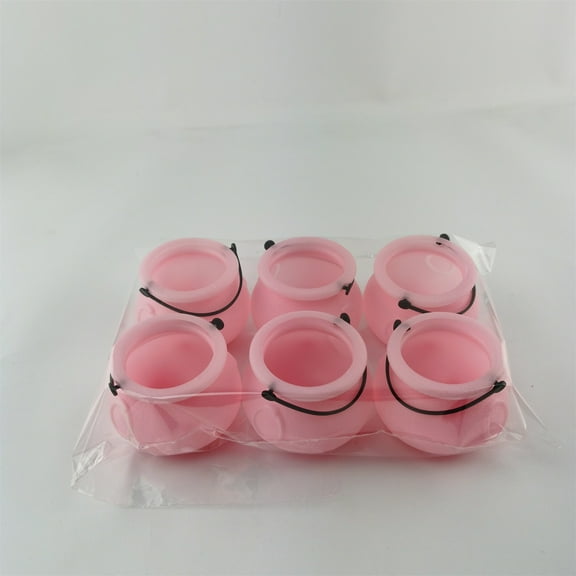 Todaioua Mini Pink Cauldron - 2.8" (Pack of 6) - Halloween Plastic Candy Kettle Bucket for St. Patrick's Day & Religious Parties Halloween Trick or Treat Party Favor Home Decoration Supply