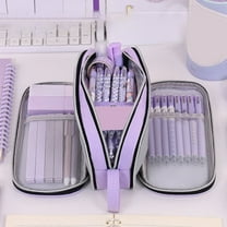 Todaioua Pencil Case with 3 Compartments, Canvas Zipper Pencil Pouch, Large Pencil bag, Big Pen Case Pouch Organizer for Adults, Pencil Pouches for Supplies Ages 6 ​​