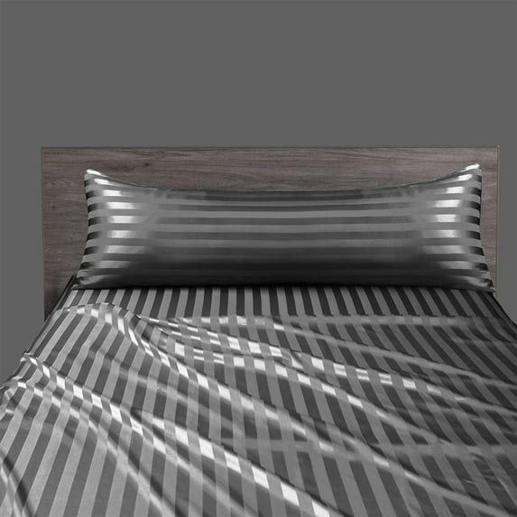 Todaioua Satin Body Pillow Cover, Soft and Breathable Body Pillow Case with Envelope Closure, Cooling and Silky Long Pillowcase for Hair and Skin (20"×54", Striped)
