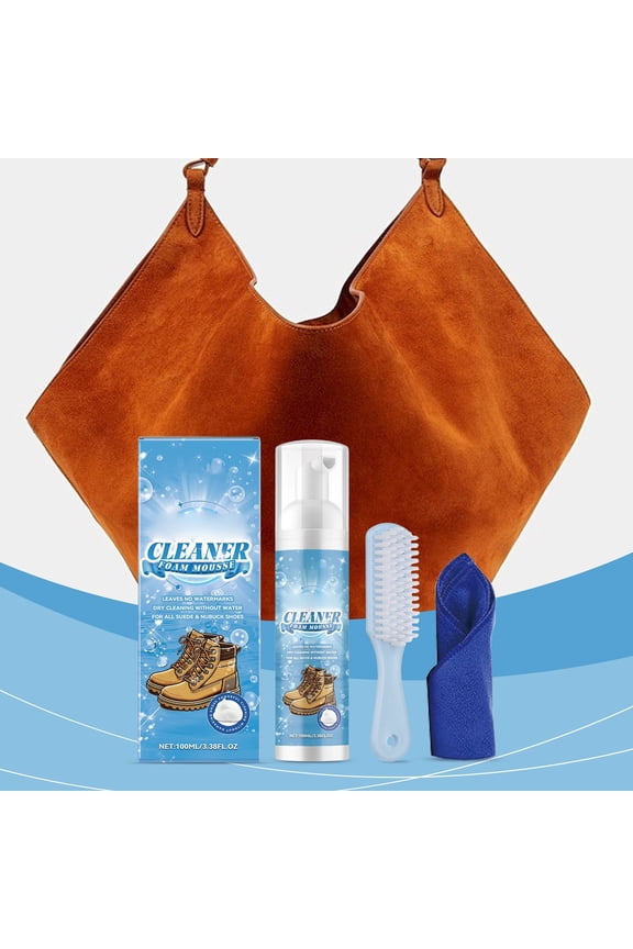 Suede Shoe Cleaner Kit with Brush and Towel Gentle Stain Remover for Sneakers, Boots, Delicate Fabrics, Safe for, 3.38Fl Oz