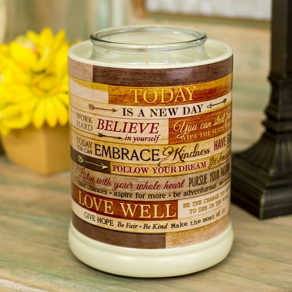 Today Aspire Change the World Wood Look Stoneware Electric Jar Candle Warmer