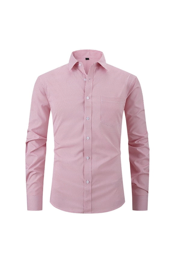 Men's Long Sleeve Dress Shirts Stretch Wrinkle-Free Formal Shirts Business Casual Button Down Work Shirts Tuxedo Wedding Shirts with Pocket