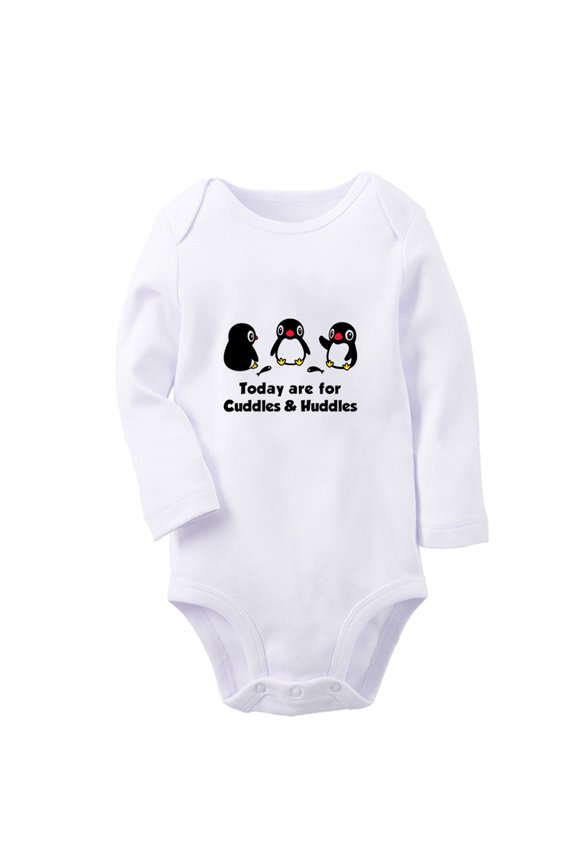 Today are for Cuddles & Huddles Funny Rompers, Newborn Baby Unisex Bodysuits, Infant Animal Penguin Pattern Jumpsuits, Toddler 0-12 Months Kids Long Sleeves Oufits (White, 0-6 Months)